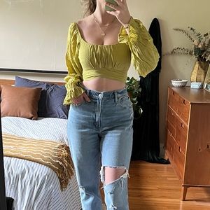 SOLD: Green square neck crop top